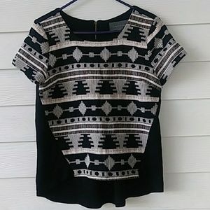 Sunday in Brooklyn Black and White Patterned Blouse